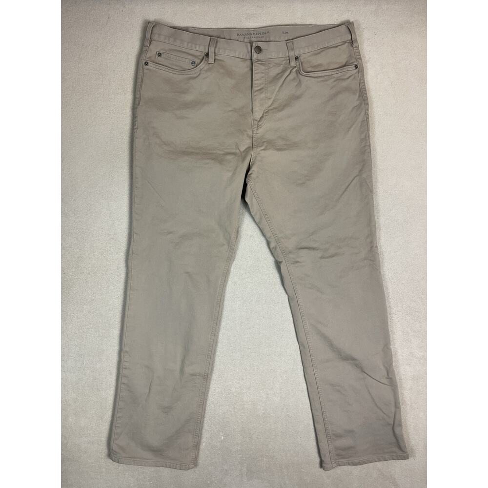 Banana Republic Pants‎ Mens 40x34 Khaki The Traveler Slim Fit High Rise Straight